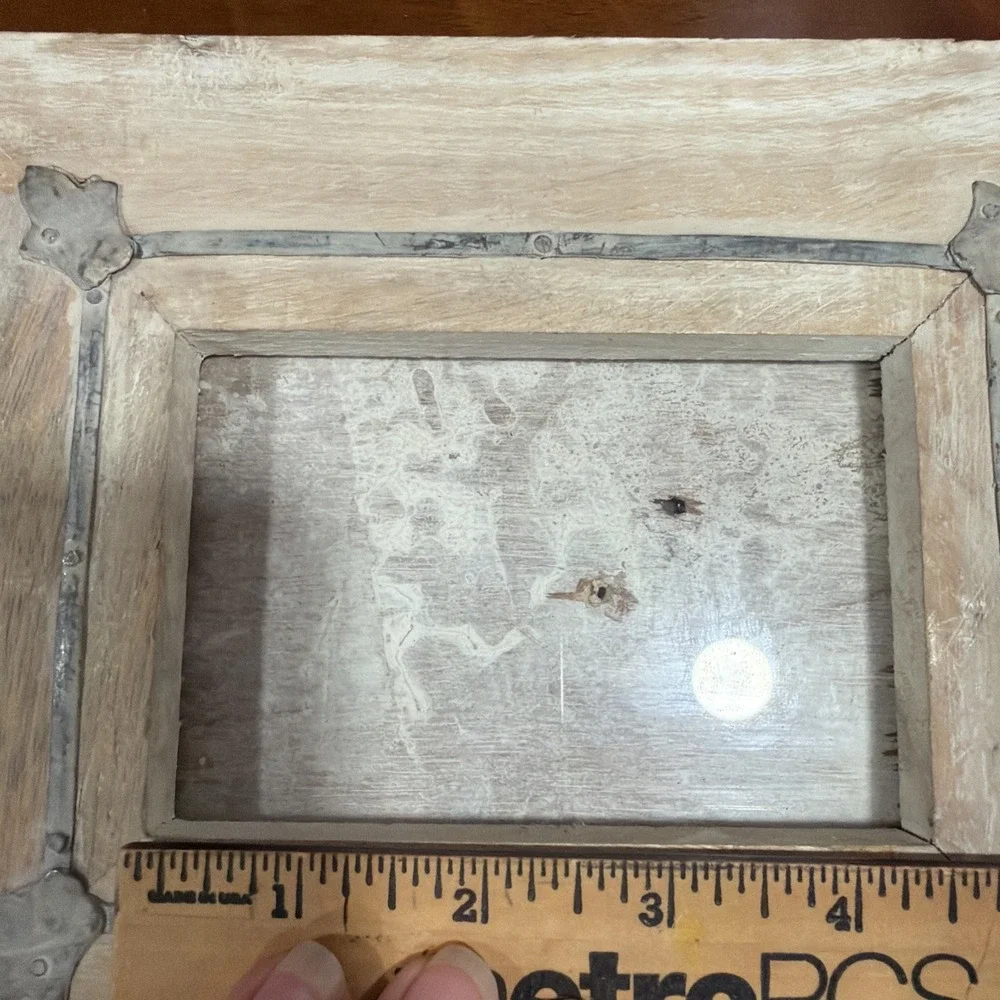 Antique Looking White Washed Hanging Wooden And Metal Frames Possibly Handmade